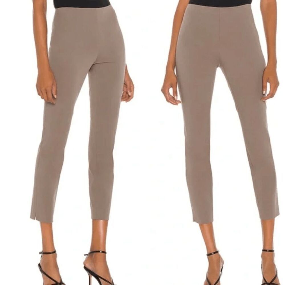 Theory Skinny Stretch Twill Legging "Dark Mushroom"‎ Beige Side Zipper Size 00